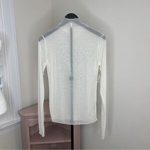 NWT Free People Sheer White Dotted Mesh Long-Sleeve Top Medium